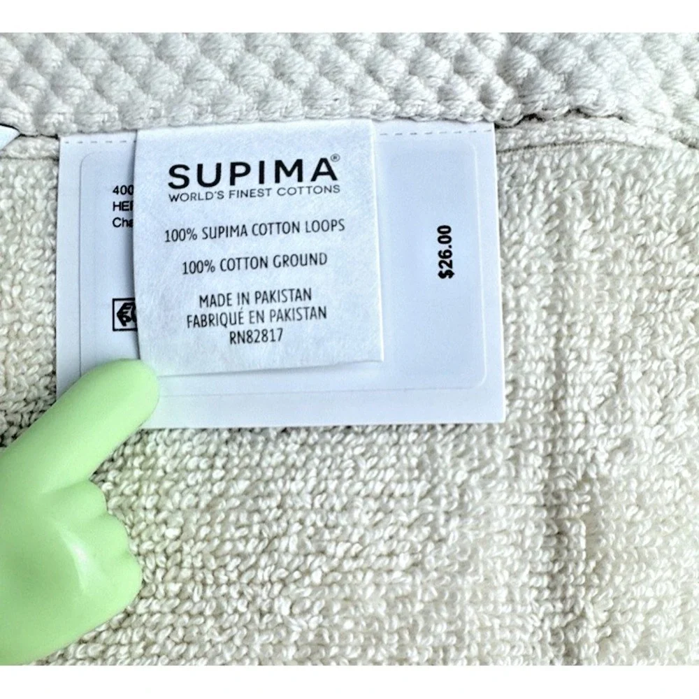 Lacoste Home Supima‎ Cotton Hand Towels, Heritage Chalk, Luxury Set of 2